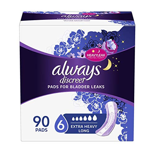 Always Discreet Incontinence Pads for Women, Ultimate Overnight, Long Length, 45 Count- Pack of 2 (90 Count Total) Always Discreet Incontinence Pads for Women, Ultimate Overnight, Long Length, 45 Count- Pack of 2 (90 Count Total)