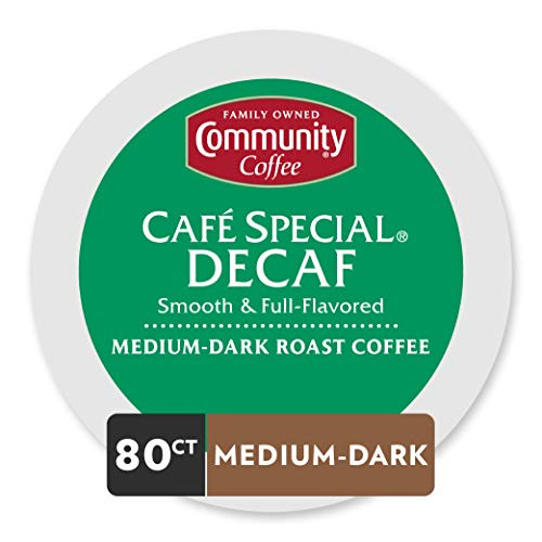Community Coffee Cafe Special Decaf 80 Count Coffee Pods Medium-Dark Roast Compatible with Keurig 2-0 K-Cup Brewers Box of 80 Pods Community Coffee Cafe Special Decaf 80 Count Coffee Pods Medium-Dark Roast Compatible with Keurig 2-0 K-Cup Brewers Box of 80 Pods