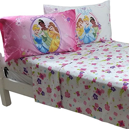 Disney Princess  Royal  4-Piece Full Sheet Set  Cinderella  Tiana   Belle