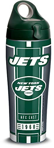 Tervis NFL New York Jets Blitz Stainless Steel Insulated Tumbler with Hunter Green with Gray Lid  24 oz  Silver