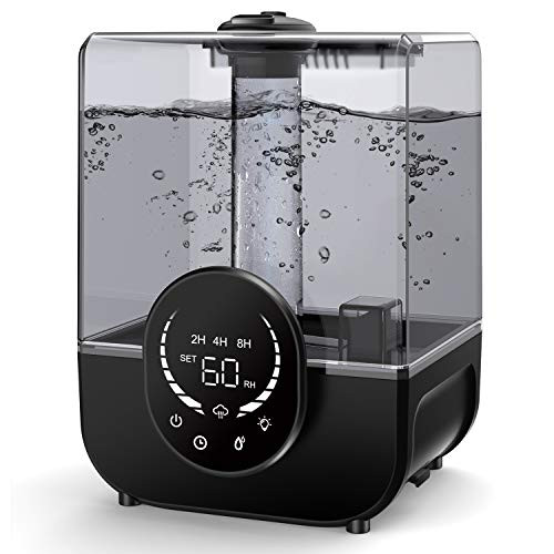 Cool Mist Humidifier  Ultrasonic Air Humidifiers for Bedroom Baby Home  5L Top Fill Large Humidifier with LED Touch Display  Adjustable Mist Levels  Timer  Auto Shut-Off  Sleep Mode  Ultra Quiet