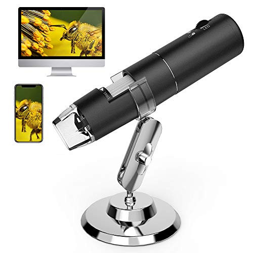 Wireless Digital Microscope  50X to 1000X Magnification USB Microscope Camera 8 LED FHD 1080P Pocket Handheld WiFi Magnifier Endoscope for iPhone Android Smartphone Tablet Windows Mac