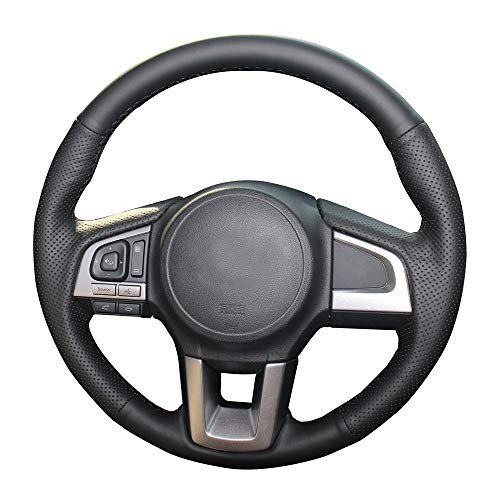 Eiseng DIY Microfiber Leather Steering Wheel Covers for 2015 2016 2017 Subaru Legacy - 2017 2018 Forester - 2015-2017 Outback - 2016 2017 Crosstrek - 2016 XV Sew Interior Accessories Black Thread