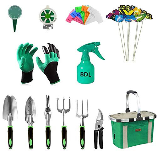 Garden Tools Set with 40 Pieces Hand Tools  Garden Tools Bag with Heavy Duty Tools  Garden Tool Kit with Foldable Handle