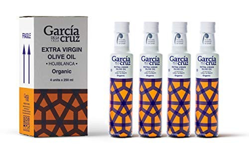 Award Winning Organic Extra Virgin Olive Oil Cold Pressed  Hojiblanca Variety  Imported USDA Organic Certified  Lively   Fruity Spanish Single Origin EVOO  4 x 8-5 Fl Oz - 250ml Bottle