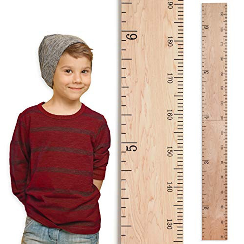 Growth Chart Art   Wooden Growth Chart Ruler for Boys  Girls   Growth Chart Ruler Kids Height Chart   Natural Schoolhouse Ruler with Inches-Centimeters