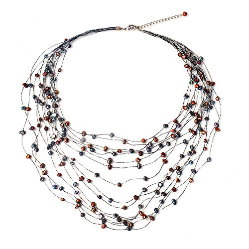 NOVICA Dyed Cultured Freshwater Pearl Multi-strand Necklace 18 with 2 Extender Honey Shadow NOVICA Dyed Cultured Freshwater Pearl Multi-strand Necklace 18 with 2 Extender Honey Shadow