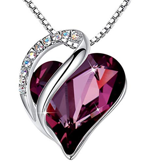 Leafael Infinity Love Heart Pendant Necklace Amethyst Dark Pink February Birthstone Crystal Jewelry Gifts for Women  Silver-Tone  18 2 Leafael Infinity Love Heart Pendant Necklace Amethyst Dark Pink February Birthstone Crystal Jewelry Gifts for Women  Silver-Tone  18 2