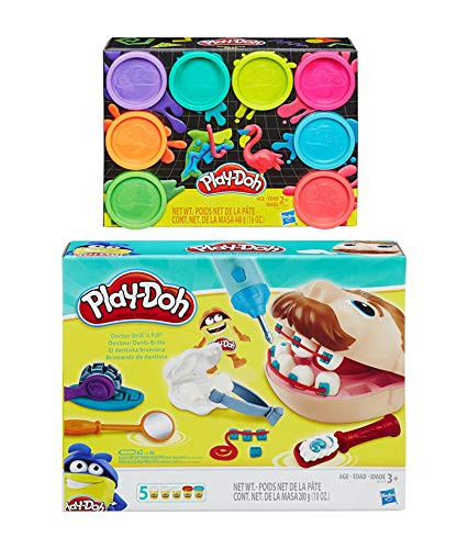 Play Doh Doctor Drill n Fill Play Set  Play Doh 8 Pack Neon Compound