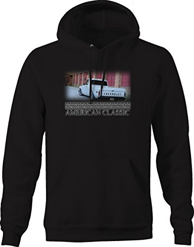 American Classic Racing C10 1967-72 Pickup Hotrod Muscle Hoodie for Men Large Jet Black