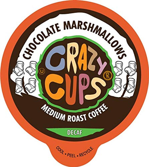 Crazy Cups Decaf Flavored Coffee Pods  Chocolate Marshmallows  Decaf Chocolate K Cups  Single Serve Coffee for Keurig Machines  Hot or Iced Coffee  Decaffeinated Coffee In Recyclable Pods  80 Count