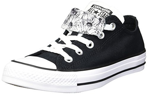 Converse Women s Double Tongue Floral Low Top Sneaker  Black-White-Black  5 M US