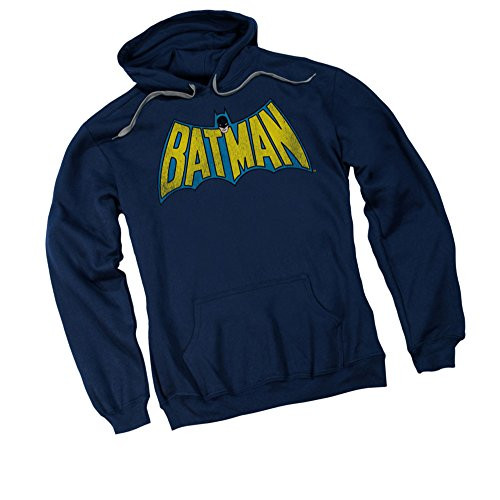 DC Comics Vintage Bat-Cape Logo - Batman Adult Hoodie Fleece Sweatshirt  Large Navy
