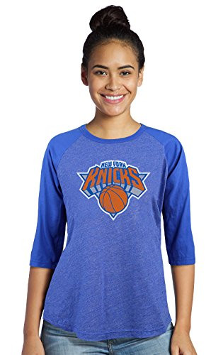 Majestic Athletic NBA New York Knicks Women s Premium Triblend 3-4 Sleeve Raglan  X-Large  Royal