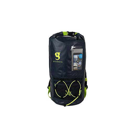 geckobrands Hydroner 20L Waterproof Backpack  Lightweight Packable Dry Bag Navy-Neon Green