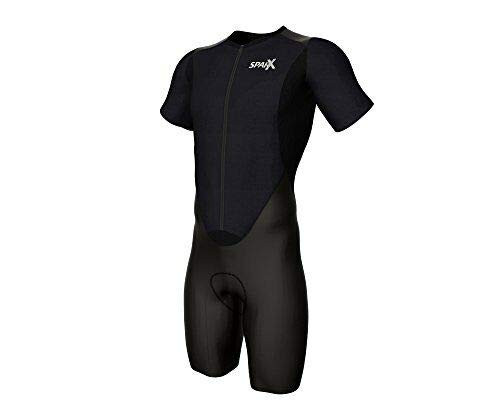 Sparx Short Sleeve Aero Compression Triathlon Tri Suit Soft Chamois Skinsuit Black Medium