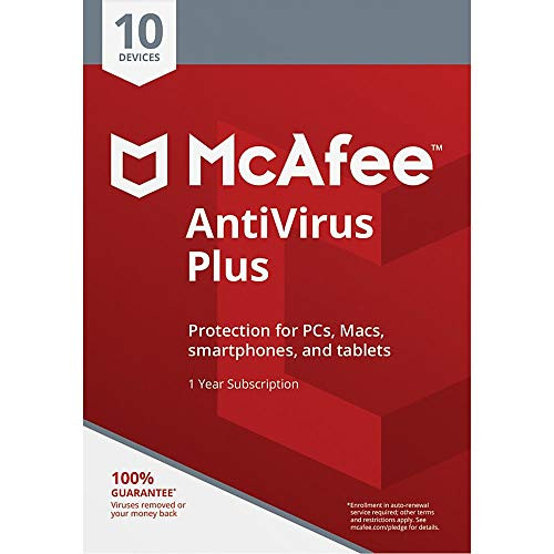 McAfee AntiVirus Plus  for PC or Mac  10 Devices  1 Year Subscription