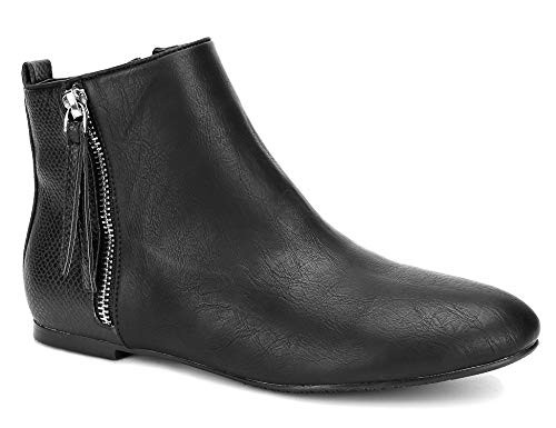MaxMuxun Women Shoes Flats Classic Ankle Boots 40 EU-9 US  Black PU