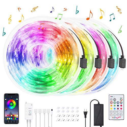 65-6FT-20M LED Lights for Bedroom 5050 RGB LED Strip Lights with Bluetooth Controller Sync to Music LED Light Color Changing LED Strip Lights 23 Keys Remote LED Lights for Bedroom Home Party 65-6FT-20M LED Lights for Bedroom 5050 RGB LED Strip Lights with Bluetooth Controller Sync to Music LED Light Color Changing LED Strip Lights 23 Keys Remote LED Lights for Bedroom Home Party