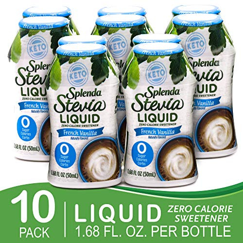 SPLENDA STEVIA LIQUID French Vanilla Zero Calorie Sweetener Drops  1-68 Ounce Bottle Pack of 10