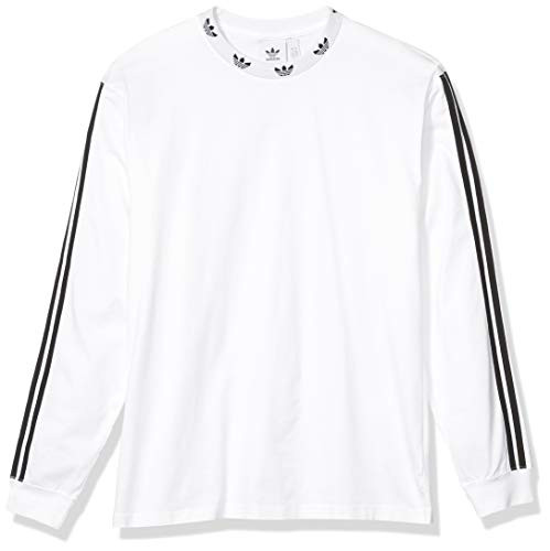 adidas Originals Men s Trefoil Rib Long Sleeve T-Shirt  White-black  S