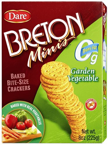 Dare Breton Minis Crackers  Garden Vegetable  8-Ounce Packages Pack of 12