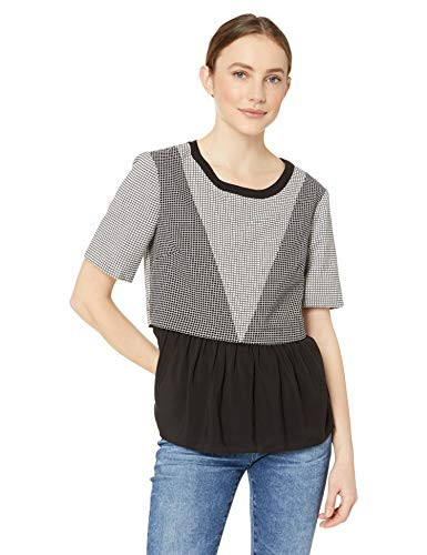 BCBGeneration Women s Contrast Patched TOP  White Combo  S