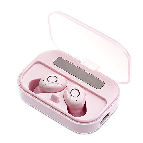 True Wireless Earbuds 5-0 Bluetooth Headphones in-Ear TWS Stereo Wireless Earphones with Charging Case Bluetooth Earbuds Sweatproof Suitable for Sports Ftness Gym- Pink True Wireless Earbuds 5-0 Bluetooth Headphones in-Ear TWS Stereo Wireless Earphones with Charging Case Bluetooth Earbuds Sweatproof Suitable for Sports Ftness Gym- Pink