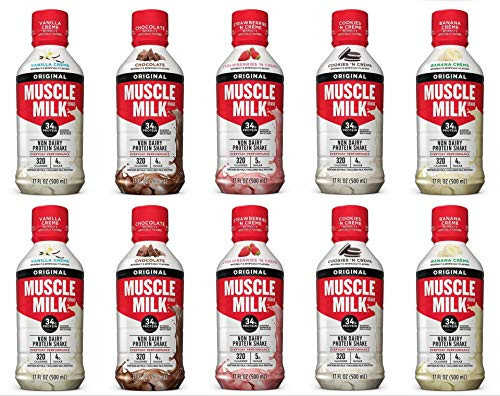 Muscle Milk Original Non Dairy Protein Shake  34g Protein  17 FL OZ  5 Flavor Variety Pack  Pack of 10