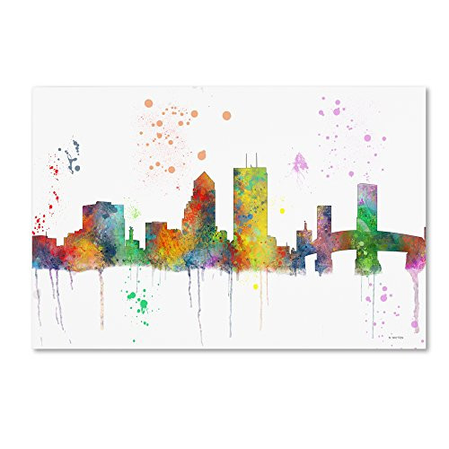 Jacksonville Florida Skyline Mclr-1 by Marlene Watson  16x24-Inch Canvas Wall Art