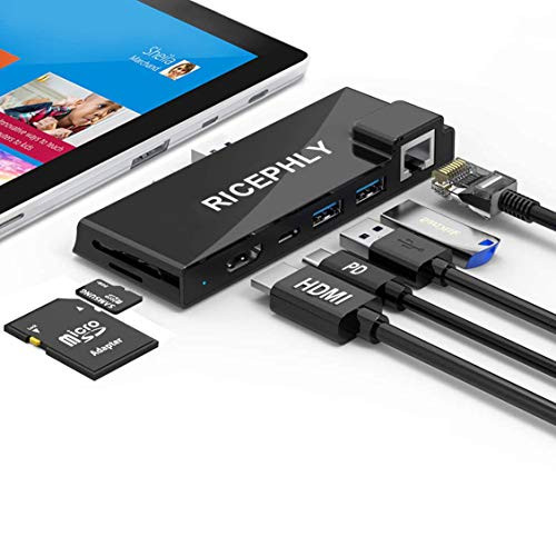 Surface Pro 7 Docking Station  Surface Pro 7 Hub Adapter with 4K HDMI Adapter  1000M Gigabit Ethernet LAN  USB C PD Charging  2 USB 3-0 Ports5Gb  SD-TF Card Reader Combo