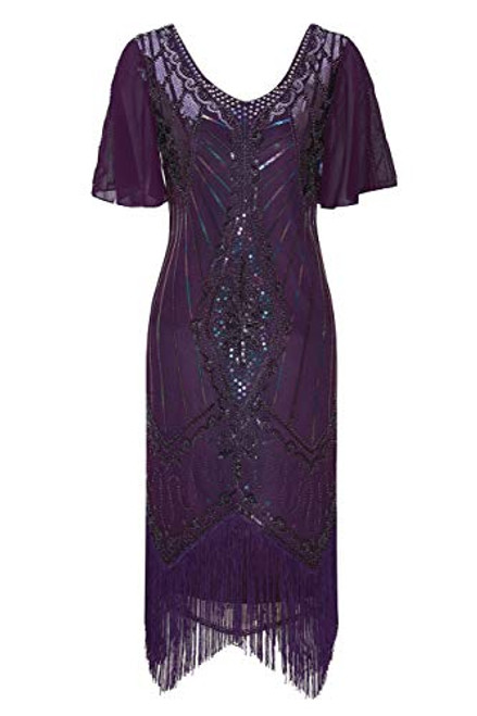 Metme Women s 1920s Vintage Flapper Fringe Beaded Great Gatsby Party Dress Voilet Metme Women s 1920s Vintage Flapper Fringe Beaded Great Gatsby Party Dress Voilet
