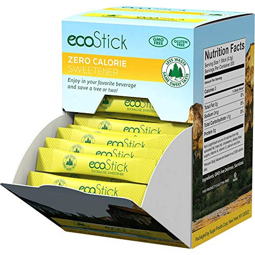 ecoStick Zero Calorie Sweetener Packets  Yellow Sucralose  200 Count Pack of 8