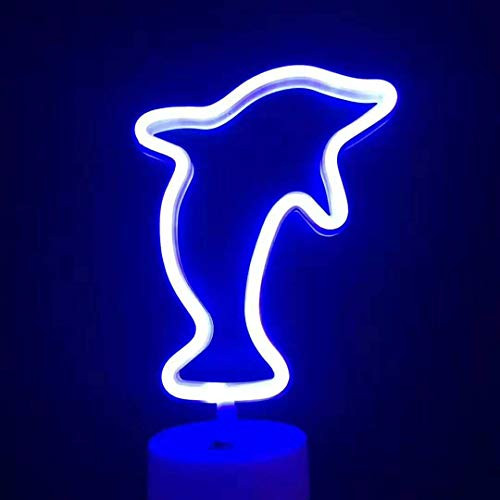 Dolphin Neon Light Cute LED Neon Sign Lights Animal Night Light Marquee Signs Wall Decor for Kids Room Boys Gifts Birthday Party Supplies
