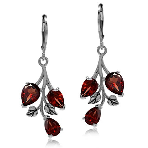 Silvershake 5-7ct- Natural Garnet 925 Sterling Silver Leaf Leverback Dangle Earrings Silvershake 5-7ct- Natural Garnet 925 Sterling Silver Leaf Leverback Dangle Earrings