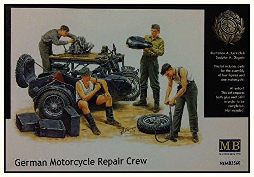 Masterbox 1-35 Scale German Motorcycle Repair Crew - Plastic Model Building Set   3560