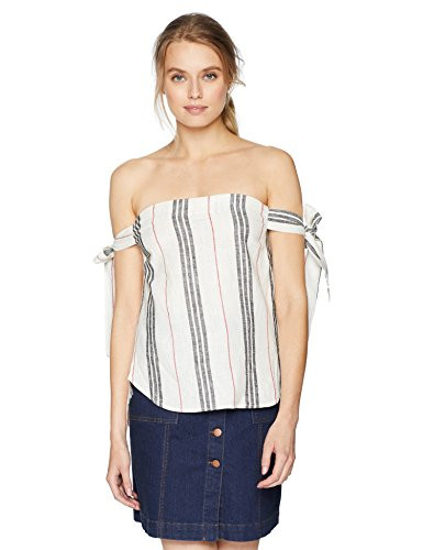 BCBGeneration Women s TIE Sleeve Tube TOP  Cream Combo  S