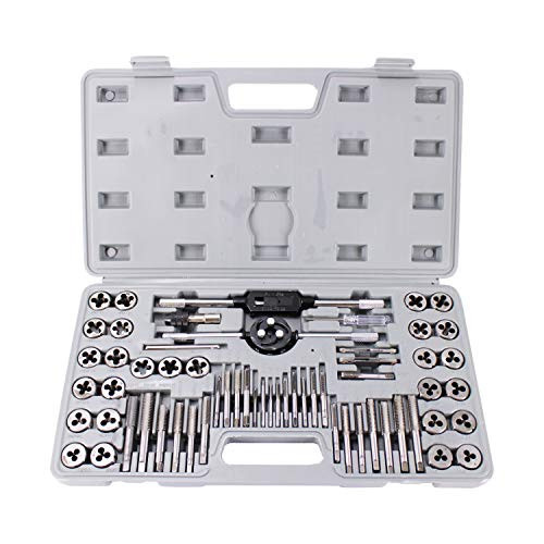 HFS R Metric and SAE Standard Tap and Die 60-Piece Rethread Set Rethreading Kit for Cutting External and Internal Threads