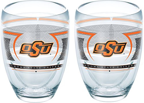 Tervis 1230376 Oklahoma State Cowboys Reserve Insulated Tumbler with Wrap 2 Pack - Boxed 9oz Stemless Wine Glass Clear