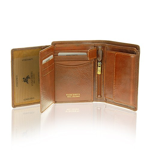 Visconti Tuscany 44 Secure RFID Blocking Genuine Leather Wallet Tan