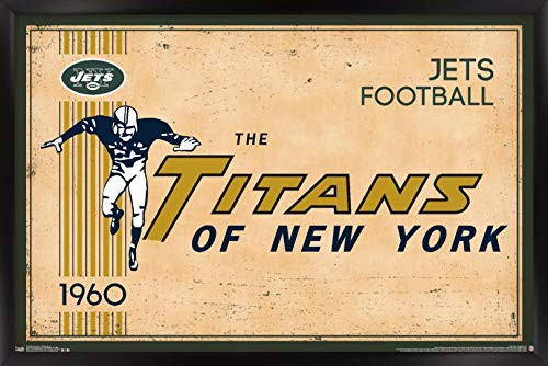 Trends International NFL New York Jets - Retro Logo 14 Wall Poster  22-375  x 34   Black Framed Version