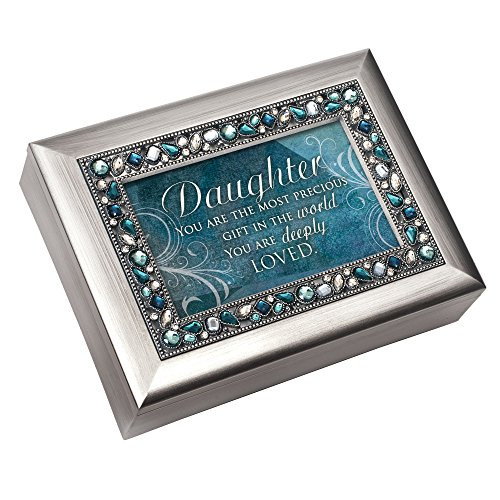 Cottage Garden Daughter You are Most Precious Brushed Silvertone Jewelry Music Box Plays You Light Up My Life Cottage Garden Daughter You are Most Precious Brushed Silvertone Jewelry Music Box Plays You Light Up My Life
