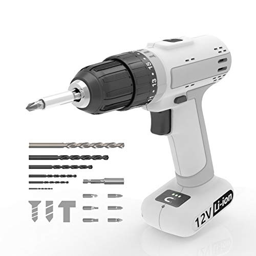 ACEGMET Cordless Drill  12V Lithium-ion Cordless Drill Set  183 Torque Setting Power Drill Driver  3-8 inch Keyless Chuck  Variable Speed   LED Drill  DIY Home Cordless Drill Set