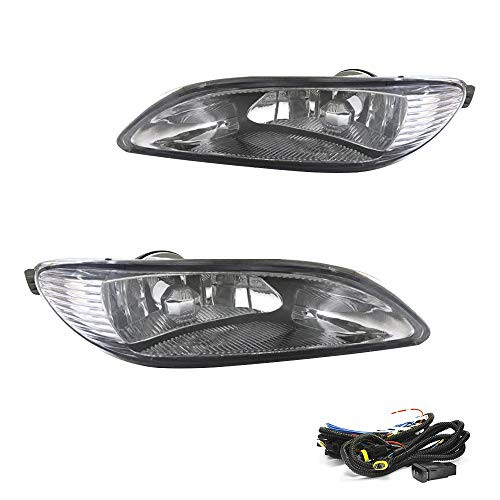 Driving Fog Lights Lamps Replacement for Toyota Camry 2002-2004  Corolla 2005-2008  Solara 2002-2003 with 9006 12V 55W Halogen Bulb   Switch and Wiring Kit 81220-AA011 81210-AA0112 Clear Lens