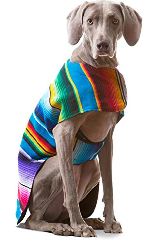 Baja Ponchos Dog Clothes - Handmade Dog Poncho from Authentic Mexican Blanket No Fringe  XXL
