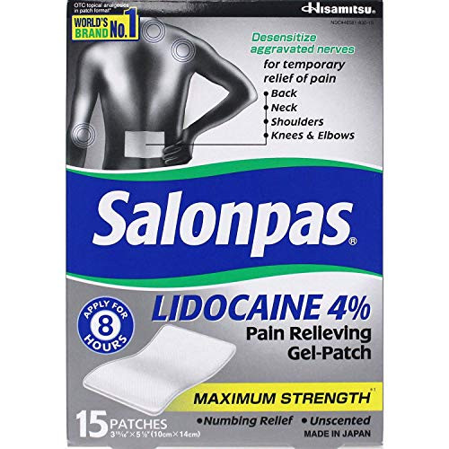 Salonpas Lidocaine 4  Pain Relieving Gel-Patch  2Pack 15 Gel-Patches Each