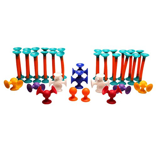 Fat Brain Toys Squigz Toobz Set - 36 Piece Suction Toy Building Set BPA Free Silicone Fat Brain Toys Squigz Toobz Set - 36 Piece Suction Toy Building Set BPA Free Silicone