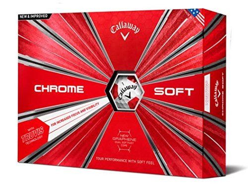 Callaway 2018 Chrome Soft Golf Balls (One Dozen), White/Red Truvis