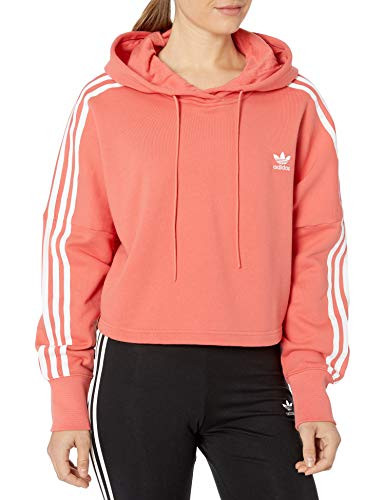 adidas Originals Women s Cropped Hoodie Sweatshirt  Trace Scarlet S18-White  L
