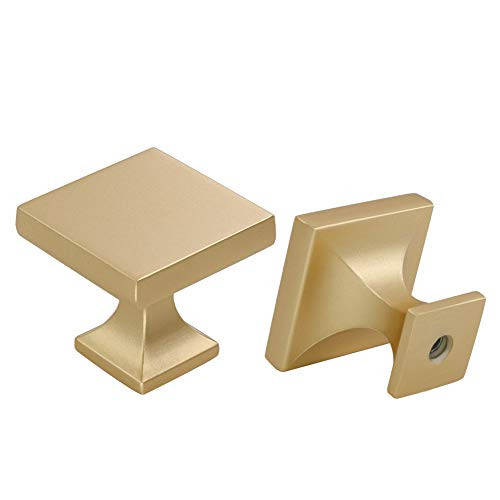 homdiy Cabinet Knob Gold Drawer Knob - HD6785BB Cabinet Hardware Brushed Brass Knobs 30 Pack Square Knob for Kitchen Cabinets  Dresser Drawers